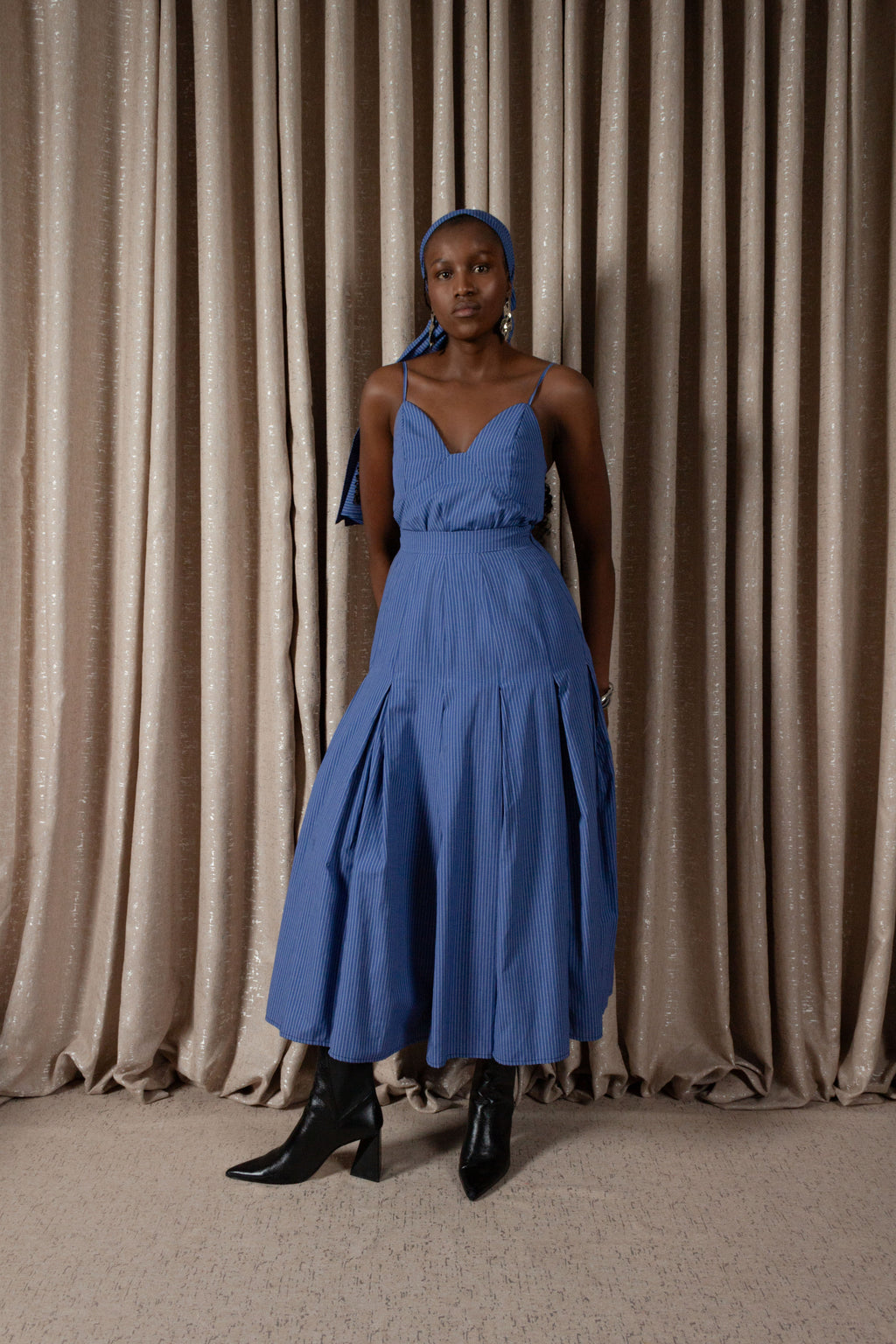 Pinstripe Inverted Pleat Skirt (ML201)