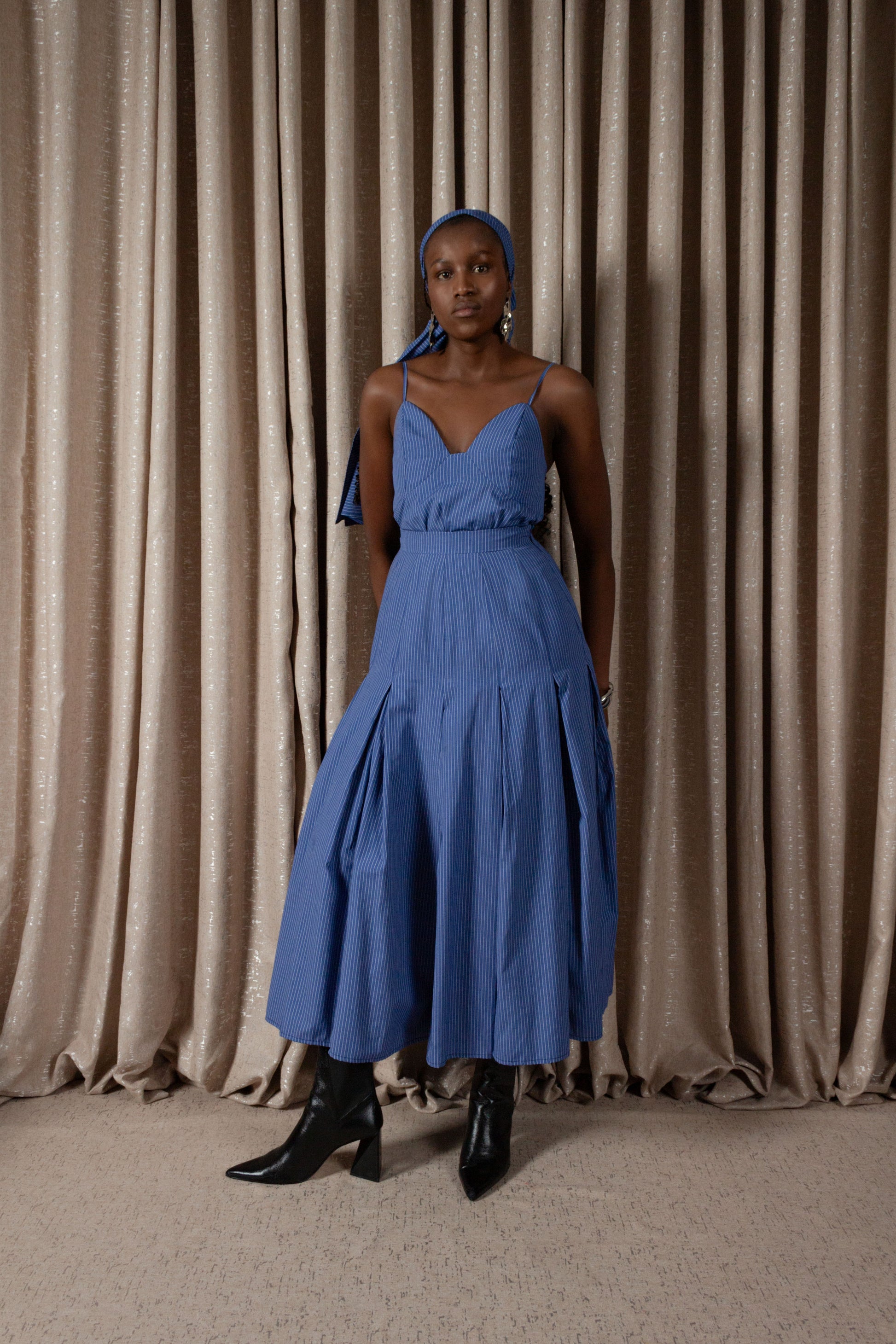Pinstripe Inverted Pleat Skirt (ML201)