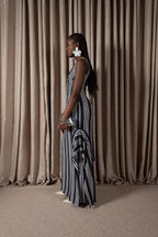 Bold Stripe Column Drape Dress (ML197)