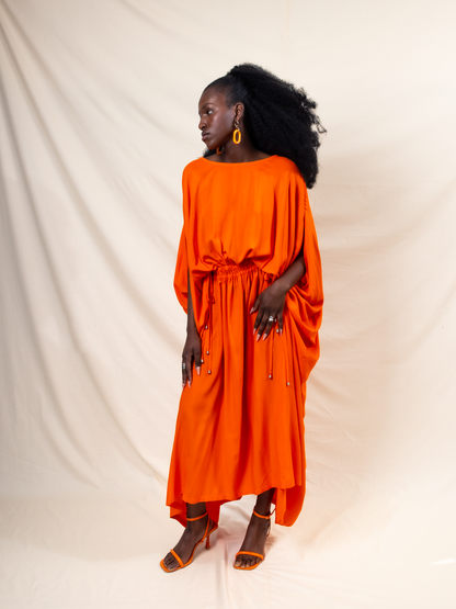 Double Drawstring Evening Dress (ML80 Orange)