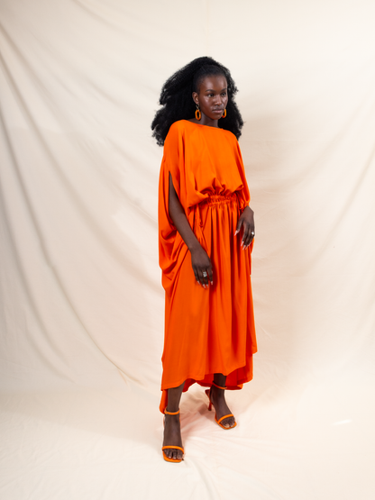 Double Drawstring Evening Dress (ML80 Orange)