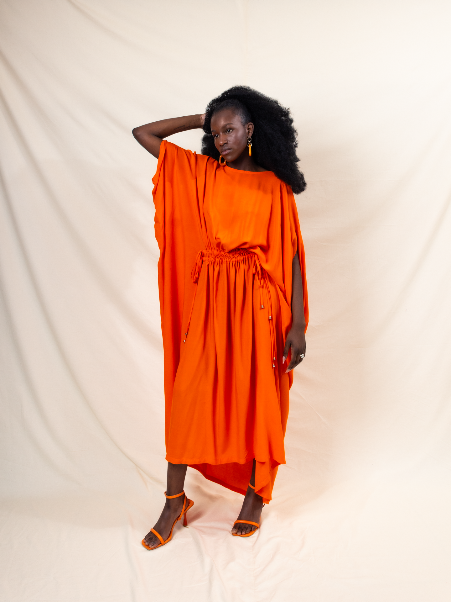 Double Drawstring Evening Dress (ML80 Orange)