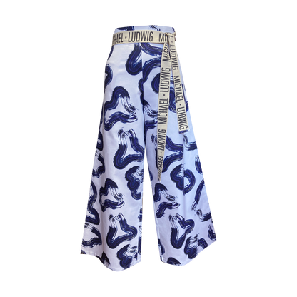 Printed Tape Detail Wide Leg Trouser (ML54)