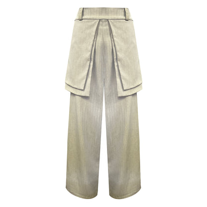 Cream/White Herringbone Double Pocket Trouser (ML55)